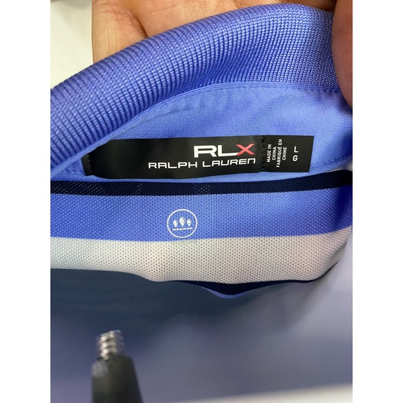 RLX Ralph Lauren Mens Striped Golf Polo Size L Short Sleeve Wicking Stretch EUC - Picture 8 of 9